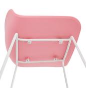 Tabouret de snack mi-hauteur 'Steel Mini' rose pieds tréteaux repose pieds métal blanc dossier bas