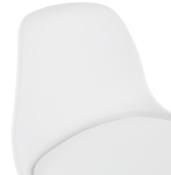 Tabouret snack mi-hauteur scandinave 'Circle Mini' blanc 4 pieds bois repose pied dossier haut