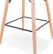 Tabouret de snack mi-hauteur scandinave 'Slakwood Mini' noir 4 pieds bois repose pieds dossier haut