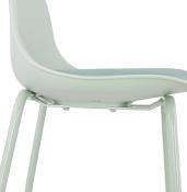Tabouret de snack mi-hauteur moderne 'Tekno Mini' vert clair avec 4 pieds en métal vert et dossier haut