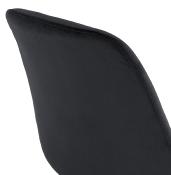 Tabouret de bar design scandinave 'Chairman Black Edition' velours noir 4 pieds en bois noir dossier haut
