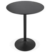 Table de bar haute design ronde 'Standup' mange debout en bois noir avec pied central en métal noir