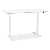 Bureau design assis-debout électrique 'SMALL TECH' blanc en bois pieds en métal blanc - 150 x 70 cm