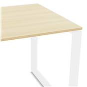 Bureau d'angle design 'MEET L' plateau en bois naturel avec pieds en métal blanc - 160 cm