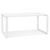 Bureau droit design 'MEET SMALL' plateau en bois blanc avec pieds en métal blanc - 160 x 80 cm