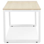 Bureau droit design 'MEET SMALL' plateau en bois naturel avec pieds en métal blanc - 160 x 80 cm