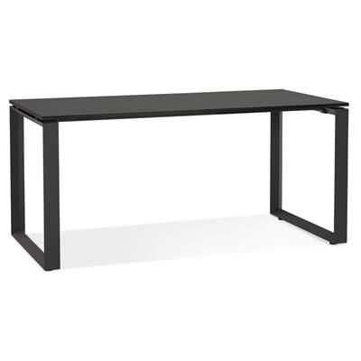 Bureau droit design 'MEET SMALL' plateau en bois noir avec pieds en métal noir - 160 x 80 cm