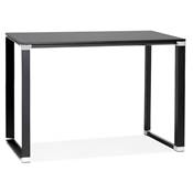 Bureau droit design haut 'HIGH BUSINESS' en bois noir pieds en métal noir et chromé – 140 x 70 cm