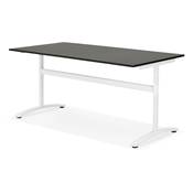 Bureau droit / table de travail design 'DISEGNO' noir en bois pieds en métal blanc - 160 x 80 cm