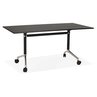 Bureau droit / table de travail pliante design 'ARCHI' noir en bois pieds métal noir - 160 x 80 cm