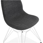 Chaise design 'Norsk White' en tissu gris avec 4 pieds en métal blanc