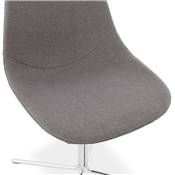 Chaise design 'Laeder' tissu gris pied central croisé en métal chromé