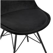 Chaise design style baroque 'GORD' en velours noir et 4 pieds avec croisillons en métal noir