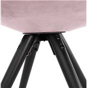 Chaise design style baroque 'MODENA' en velours rose avec 4 pieds en bois noir et métal brossé doré