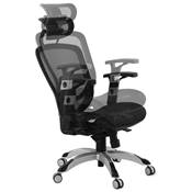 Fauteuil de bureau design à roulettes appui tête dossier bas 'WORK' noire tissu maillé pieds chromés