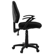 Chaise de bureau design à roulettes dossier bas 'DENKA' noire en tissu maillé pieds en métal chromé