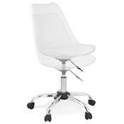 Chaise de bureau à roulettes design 'TULIP' blanche pieds en métal chromé