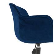 Chaise design de bureau à roulette 'SOFT' en velours bleu avec 5 pieds en métal noir