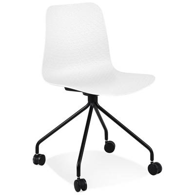 Chaise de bureau à roulettes design 'BLACK HJÜL' blanche avec pied en métal noir