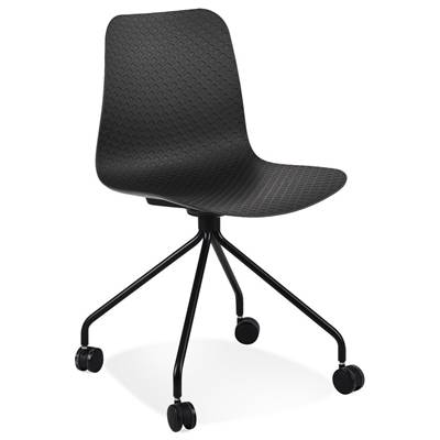 Chaise de bureau à roulettes design 'BLACK HJÜL' noire avec pied en métal noir