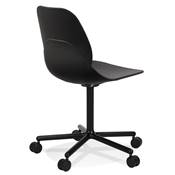 Chaise de bureau design à roulettes dossier bas 'SCRIB' noire avec pieds en métal noir