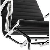 Chaise de bureau design 'SLAT' noire avec pieds en métal chromé
