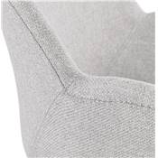 Chaise style industriel design à accoudoirs 'LOTUS' en tissu gris clair avec 4 pieds en métal chromé
