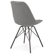 Chaise design 'GORD' en tissu pied de poule et 4 pieds avec croisillons en métal noir