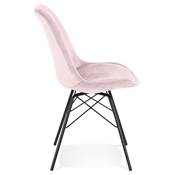 Chaise style industriel 'GORD' en velours rose et 4 pieds avec croisillons en métal noir