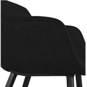 Chaise design lounge à accoudoirs 'NICE' en tissu noir avec 4 pieds en métal noir