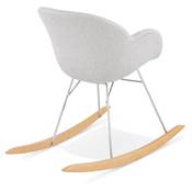 Chaise à bascule design scandinave à accoudoirs 'GUNGSTÖL' tissu gris clair pieds bois métal chromé