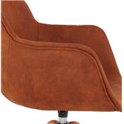 Chaise design style scandinave à accoudoirs 'VOGAN' en microfibre marron avec 4 pieds bois naturel