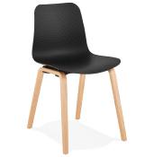 Chaise scandinave design 'Parkwood' noire avec 4 pieds en bois naturel