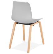 Chaise scandinave design 'Parkwood' grise avec 4 pieds en bois naturel
