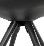 Chaise design 'Modena' noire avec 4 pieds en bois noir et métal brossé doré