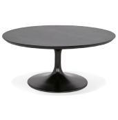 Table basse ronde 'KONTOUR BLACK MINI' en bois noir et pied en métal noir - Ø 90 cm
