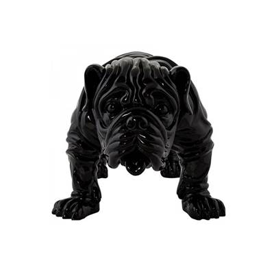 Statue deco chien 'Bulldog' en polyrésine noire