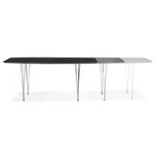 Table / table de réunion extensible 'Rym' noire en bois 4 pieds métal chromé - 170(270) x 100 cm