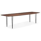Table à diner / de réunion extensible 'Rym' plateau noyer 4 pieds en métal noir - 170(270) x 100 cm