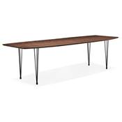 Table / table de réunion extensible 'Rym' plateau noyer 4 pieds en métal noir - 170(270) x 100 cm