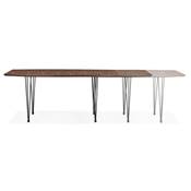 Table / table de réunion extensible 'Rym' plateau noyer 4 pieds en métal noir - 170(270) x 100 cm