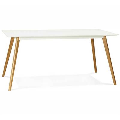 Table à diner / bureau droit scandinave 'Bolnäss' plateau bois blanc 4 pieds bois – 160 x 90 cm