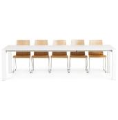 Table / table de réunion scandinave extensible 'Solada' blanche mat 4 pieds - 190(270) x 95 cm