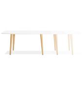 Table / table de réunion extensible scandinave 'Svenssen' blanche 4 pieds bois – 170(270) x 100 cm
