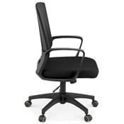 Fauteuil de bureau design à roulettes dossier haut 'PACHA' en tissu et tissu maillé noir pieds noir