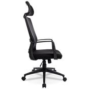 Fauteuil de bureau design à roulettes dossier haut 'BOOT' en tissu et tissu maillé noir pieds noir