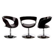 Fauteuil design 'Neptune' pivotant noir pied central en métal chromé