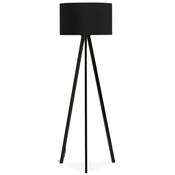 Lampadaire trépied scandinave 'Stätiv' abat-jour en tissu noir 3 pieds en métal noir