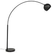 Lampadaire design 'Arc' abat-jour noir structure et socle en métal noir mat