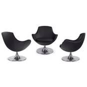 Fauteuil moderne 'Empirio' pivotant noir pied central en aluminium brossé